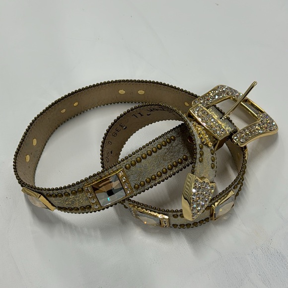 B.B.Simon Swarovski Crystal Gold Western Cowboy Belt - XL - Picture 13 of 16